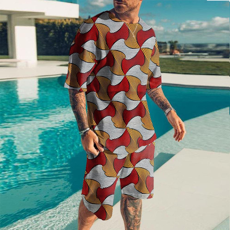 Hot Style  Size Soft and Comfortable Short-sleeved Men's Two-piece Suit
