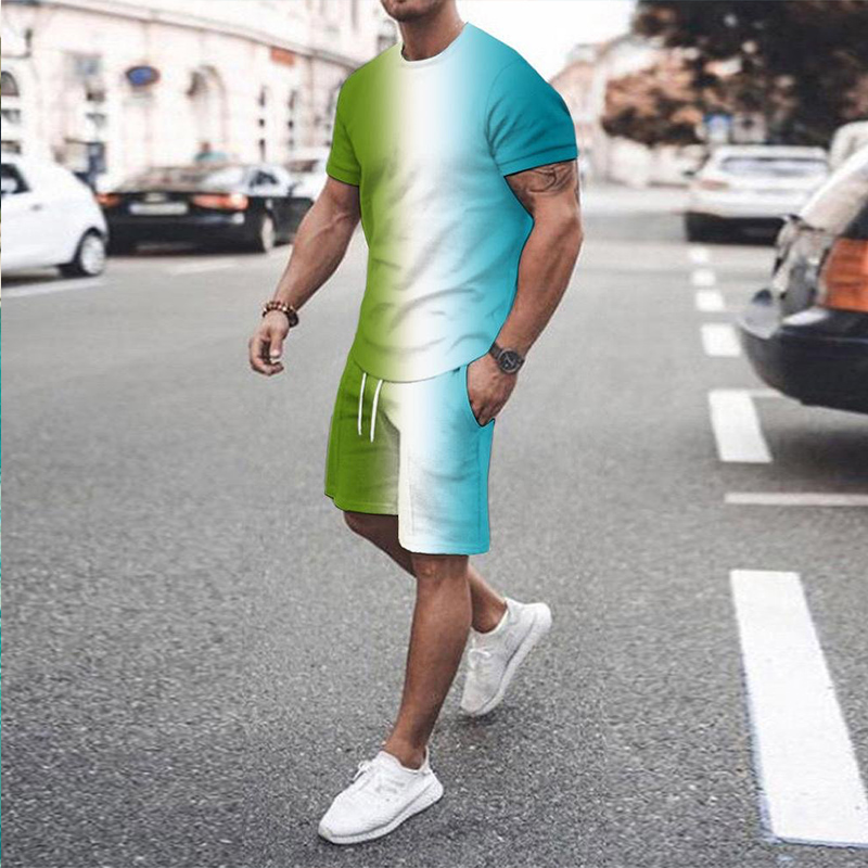 Hot Style  Size Soft and Comfortable Short-sleeved Men's Two-piece Suit