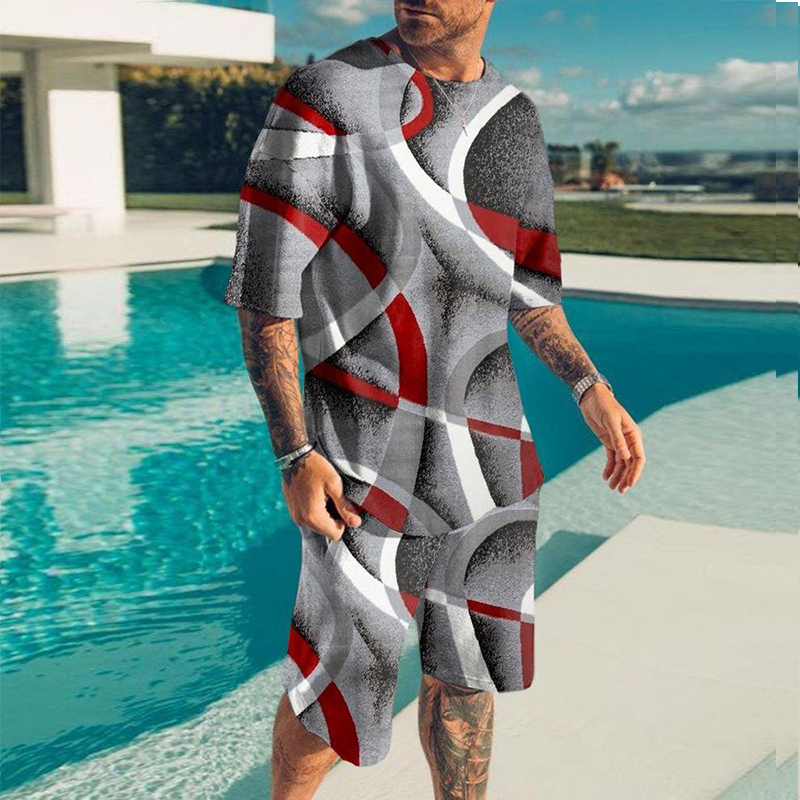 Hot Style  Size Soft and Comfortable Short-sleeved Men's Two-piece Suit