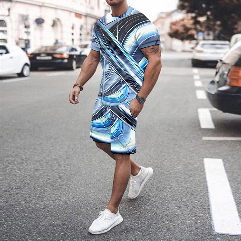 Hot Style  Size Soft and Comfortable Short-sleeved Men's Two-piece Suit