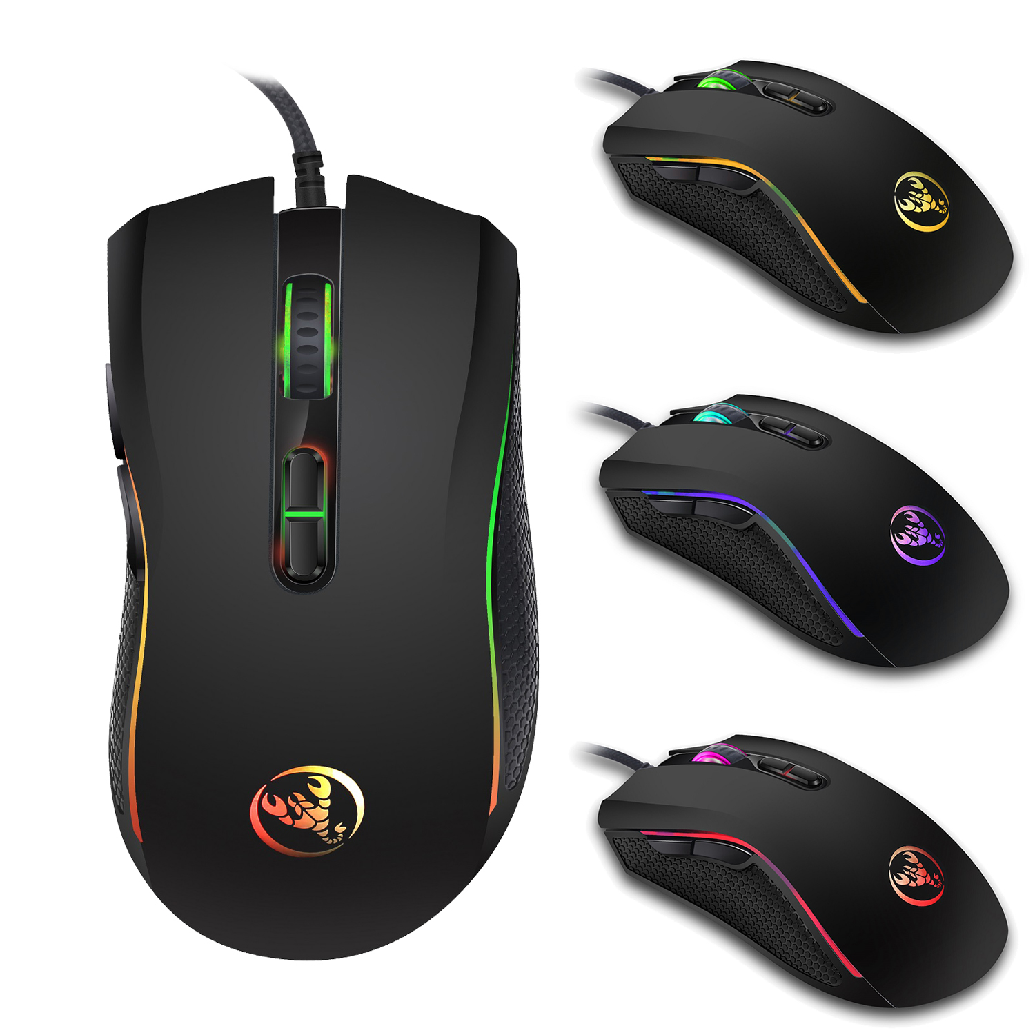 HXSJ A869 Latest Computer Accessories Wired USB Black Led  Gaming Mouse