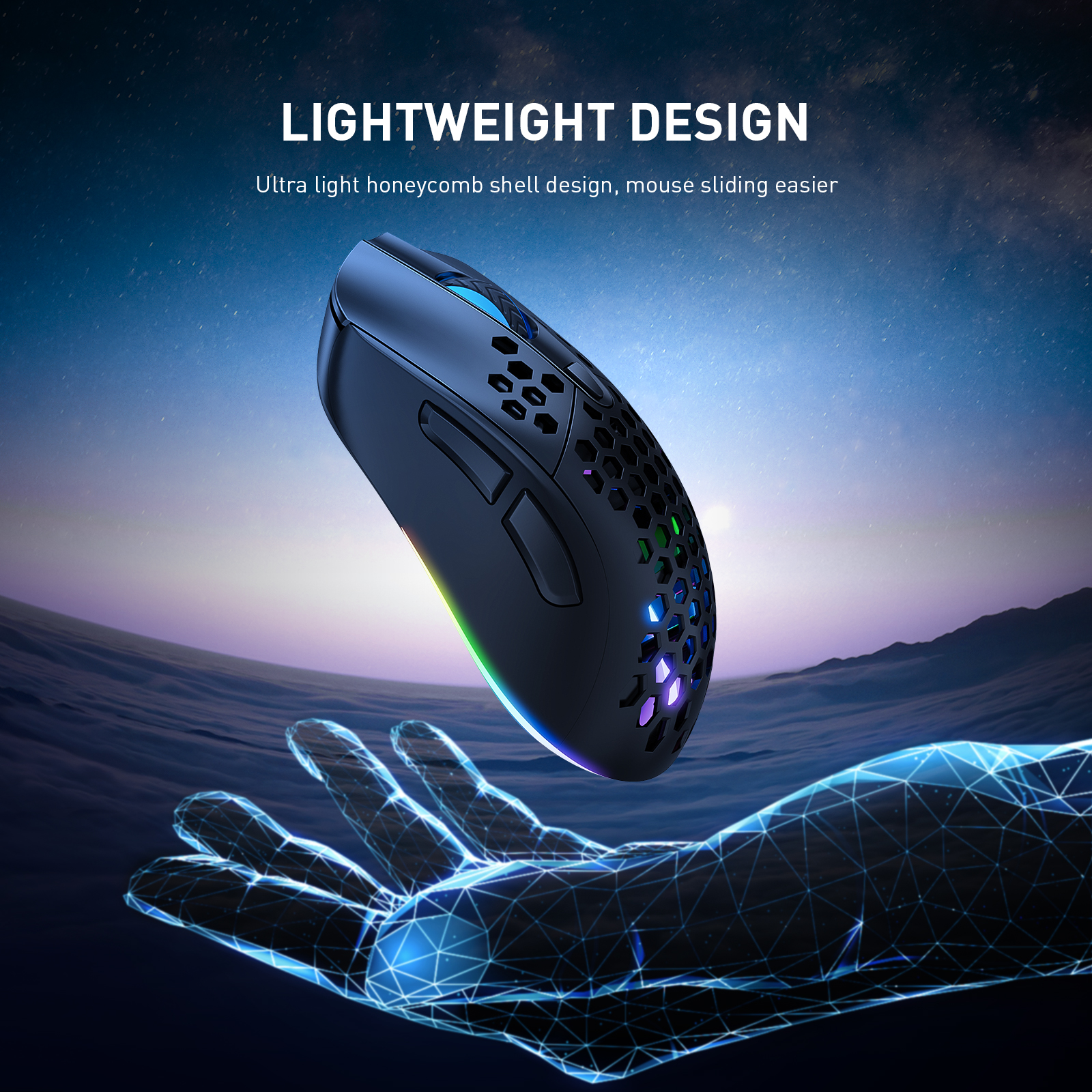 Overseas warehouse Onikuma CW906 Wireless Rgb Lightweight Honeycomb Mice 7200 Dpi Programmable 7 Buttons Wired Computer 