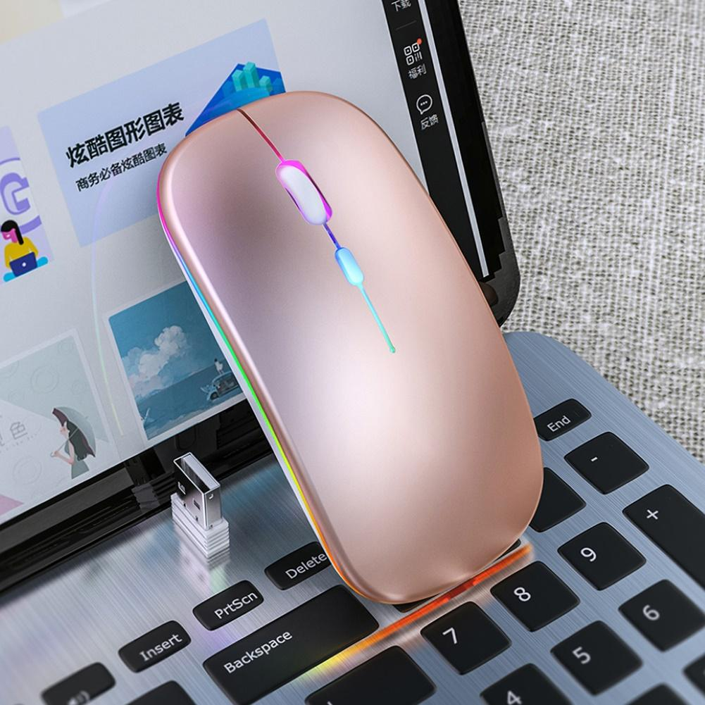 laptop computer accessories Pink 2.4G Optical Ultra Thin LED Lights Gaming Rechargeable Wireless Mouse for MacBook