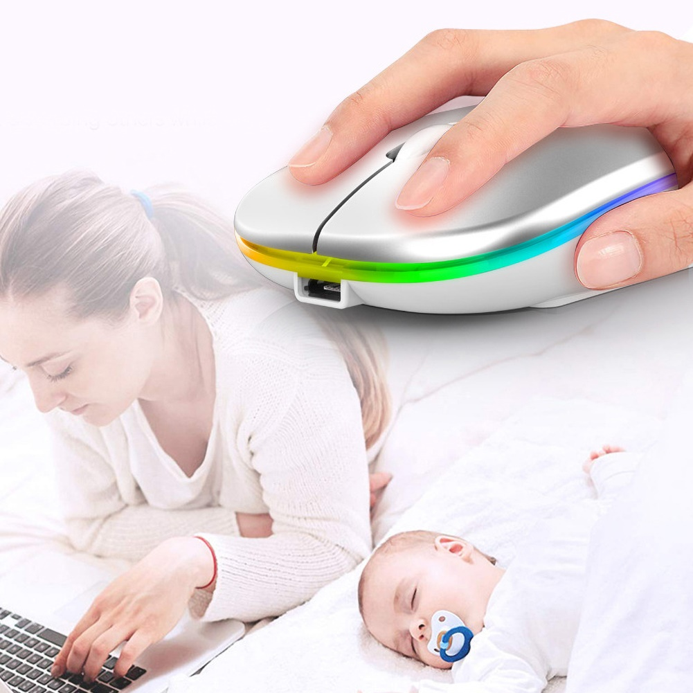 laptop computer accessories Pink 2.4G Optical Ultra Thin LED Lights Gaming Rechargeable Wireless Mouse for MacBook