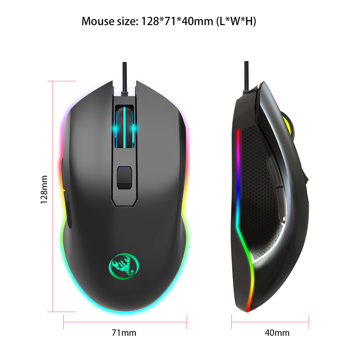 High Quality  Price 6400Dpi Adjustable Wired Gamer Accessories Mouse