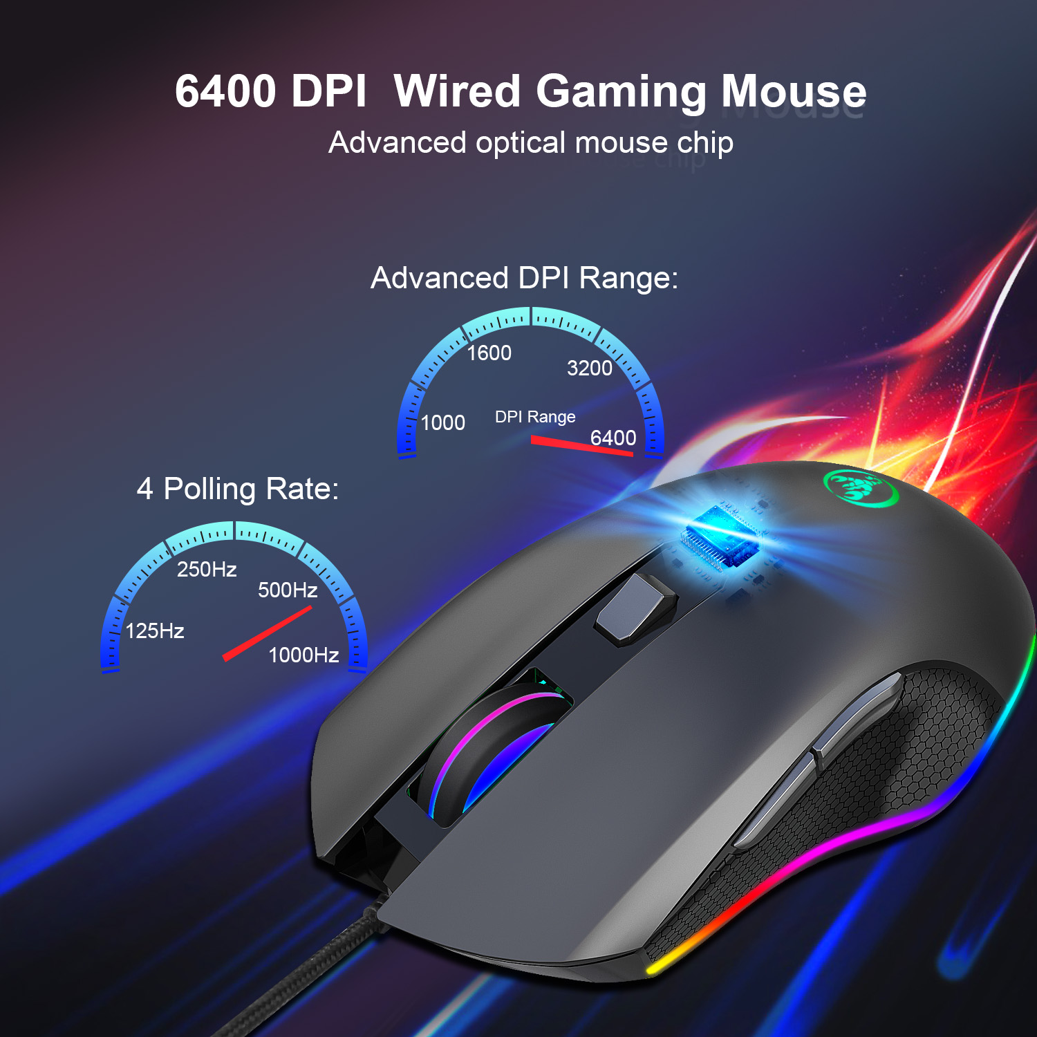High Quality  Price 6400Dpi Adjustable Wired Gamer Accessories Mouse