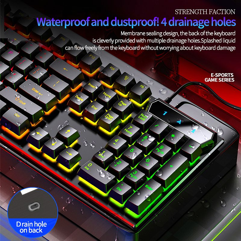 V4 cheap Colorful Rainbow Backlight Ergonomic Usb Wire Tablet Pc Computer Waterproof Rgb Mechanical Feel Gaming Keyboard