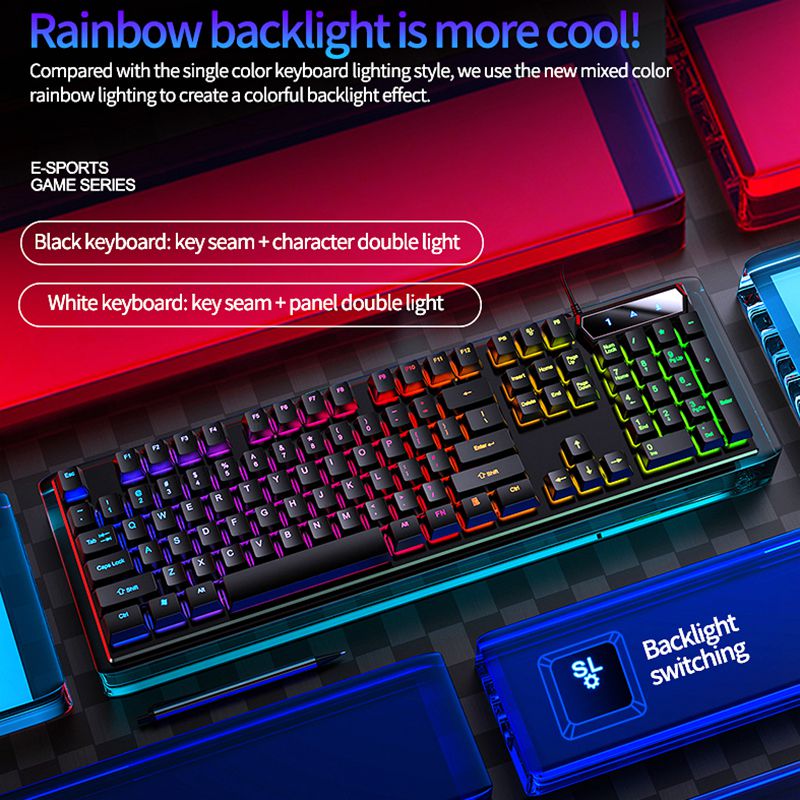 V4 cheap Colorful Rainbow Backlight Ergonomic Usb Wire Tablet Pc Computer Waterproof Rgb Mechanical Feel Gaming Keyboard