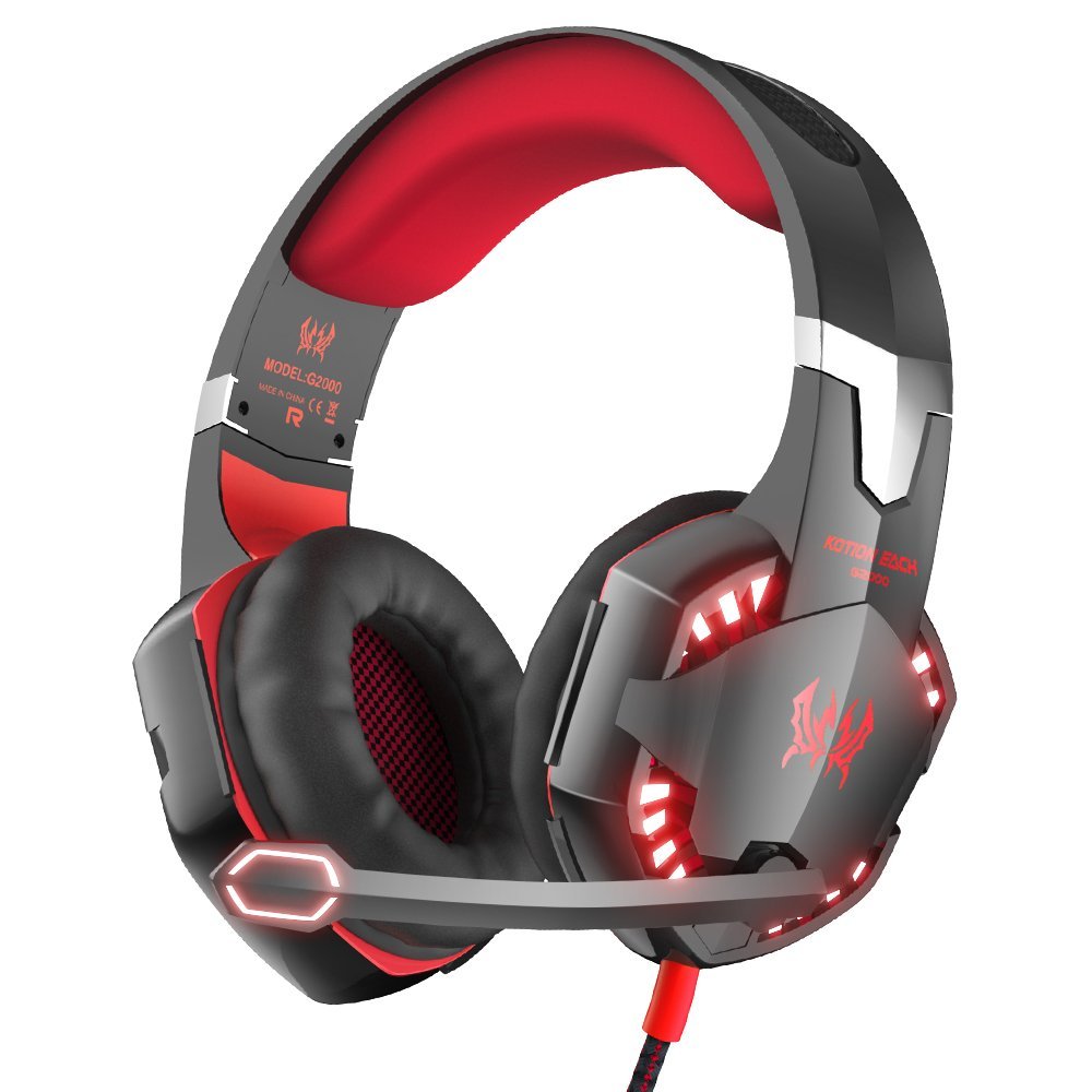 KOTION EACH G2000 Gaming Headphones With Mic LED Light Over Ear Wired Headset For PC Game