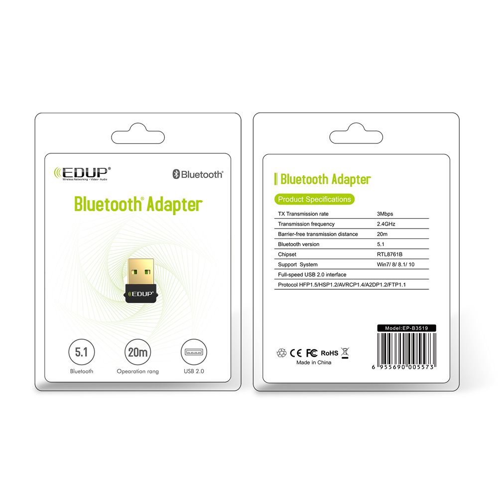 EDUP RTL8761B Universal Wireless BLE BT adapt Dongle Receiver USB Bluetooth 5.1 Adapter