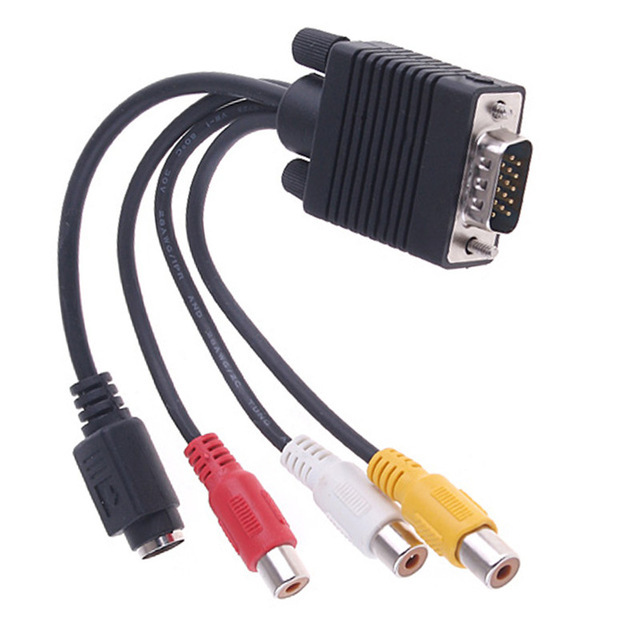 VGA Male to S-Video 3 RCA Female VGA to S Video 3 RCA Converter AV TV Out Cable Adapter for TV PC Computer Video AV Proj