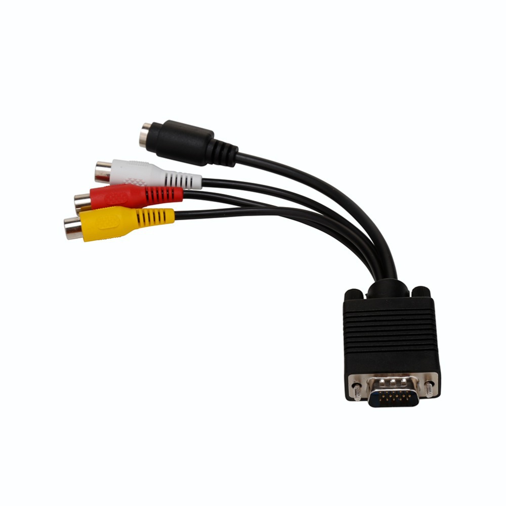 VGA Male to S-Video 3 RCA Female VGA to S Video 3 RCA Converter AV TV Out Cable Adapter for TV PC Computer Video AV Proj