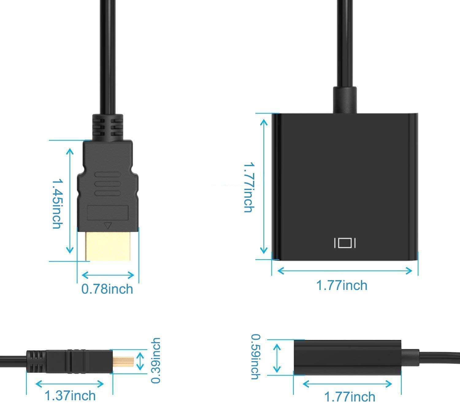 DP to VGA Adapter Cable 1080P DisplayPort Male to VGA Female Converter Adapter For Projector DTV TV HDTV Laptop