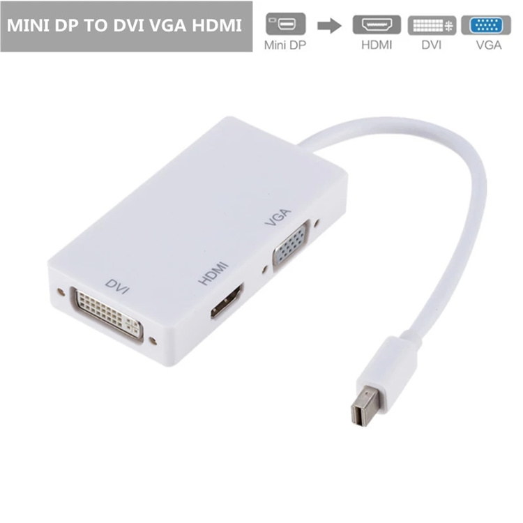 3 in 1 Mini DP DisplayPort to HDTV/DVI/VGA Display Port Cable Adapter for Converter Cable For Apple MacBook Air Pro MDP