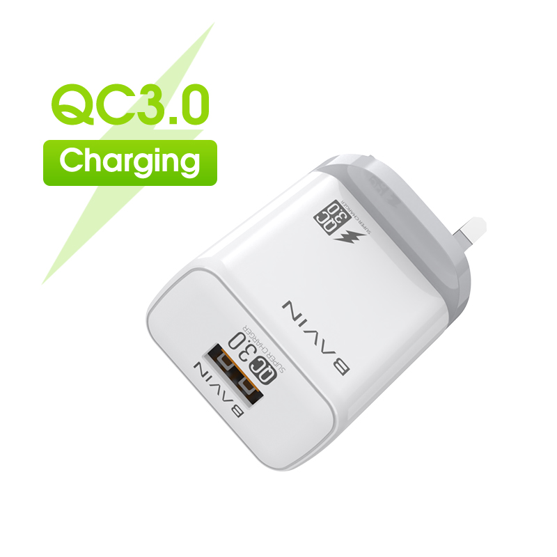 BAVIN PC826E UK Plug Fast Charging QC 3.0 Usb Cable Type c Cable Adaptive Wall Chargers for Cell Mobile Phone accessorie