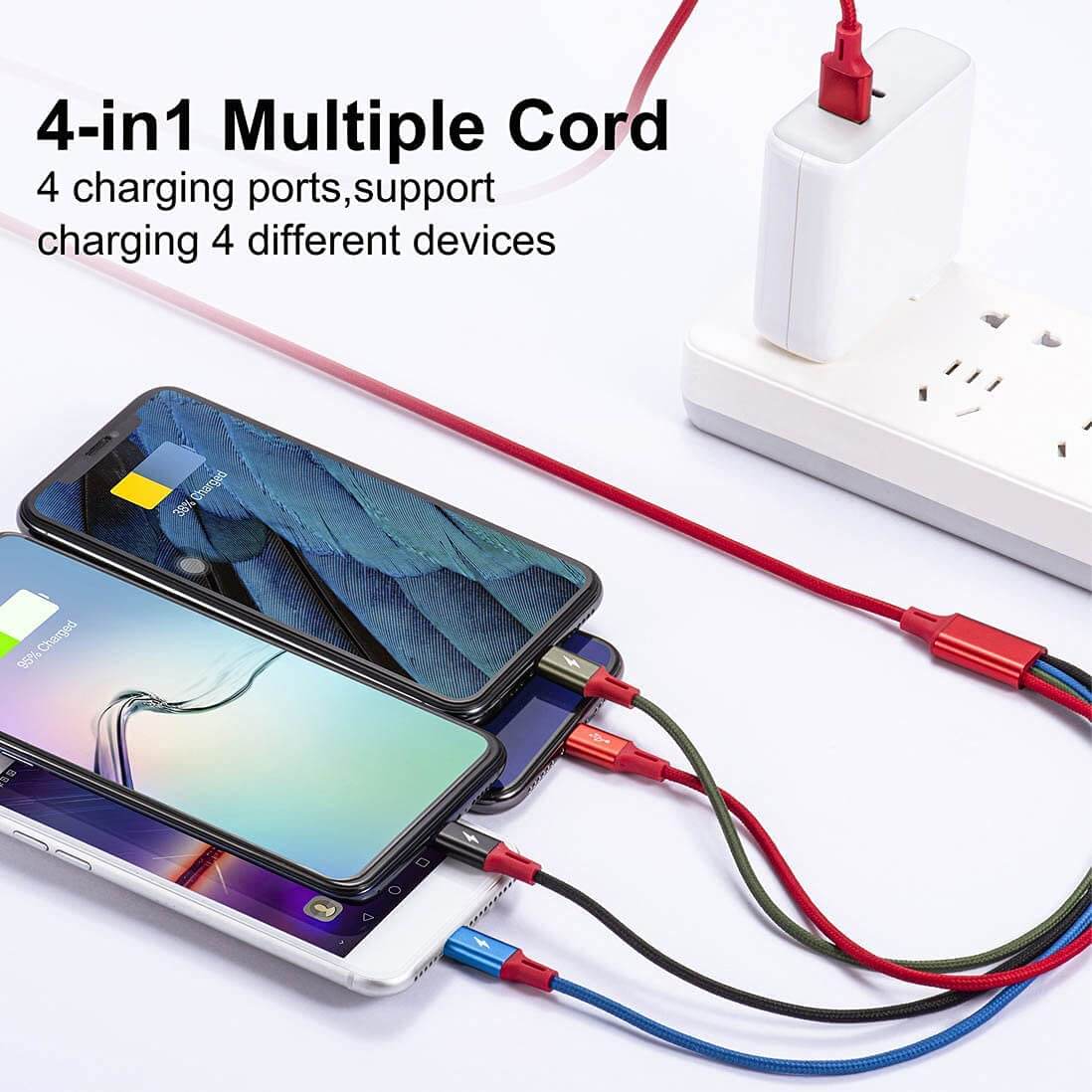  Nylon Braided  Micro USB Type C Lighting 3 4 in 1 3A  Multi Phone Charger Fast Charging USB Data Cable