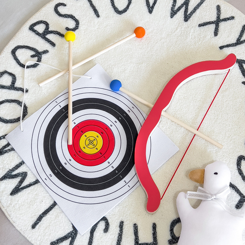 Kids outdoor sports toys shooting game safety recurve wooden bow and arrow set for children