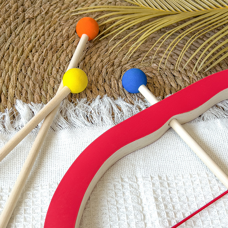 Kids outdoor sports toys shooting game safety recurve wooden bow and arrow set for children