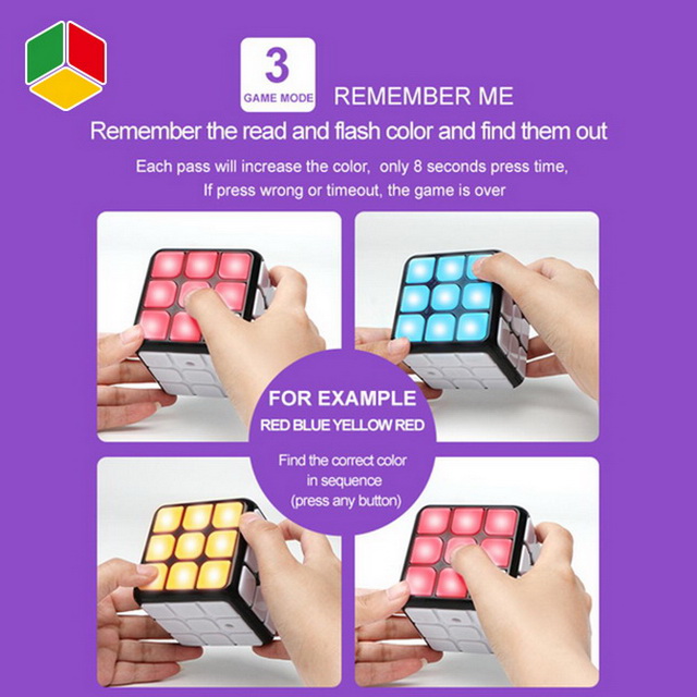 QS Toy Flashing Cube Electronic Memory Other Educational Toys Plastic Magic Puzzle Cube For Kids Boys And Girls