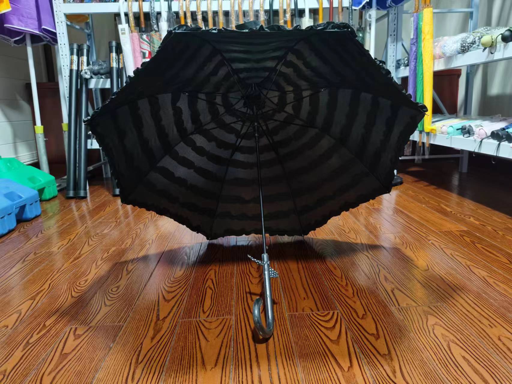 Princess Lace Pagoda Umbrellas For Straight Bar Semi Automatic Long Handle Hook Rain Gear Lady Sunshade umbrella  