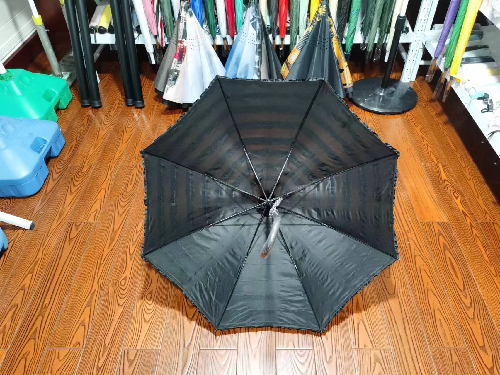 Princess Lace Pagoda Umbrellas For Straight Bar Semi Automatic Long Handle Hook Rain Gear Lady Sunshade umbrella  