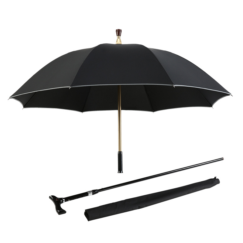 Non-slip Walking Stick Male Windproof Long Handle Rain Gear Men Creative Cane Climbing Umbrella