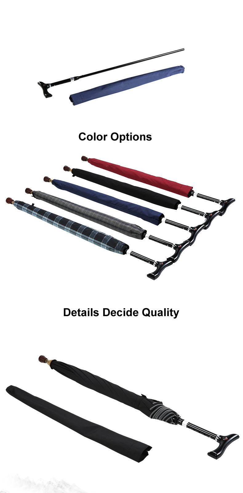 Non-slip Walking Stick Male Windproof Long Handle Rain Gear Men Creative Cane Climbing Umbrella