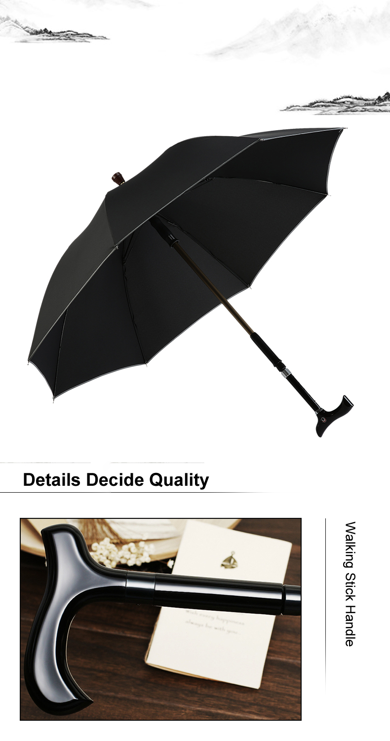 Non-slip Walking Stick Male Windproof Long Handle Rain Gear Men Creative Cane Climbing Umbrella