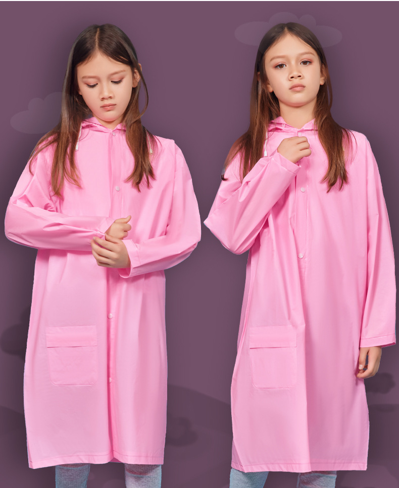 Children's raincoat boys and girls PVC raincoat poncho large visor reflective strip spot  students conjoined rain gear
