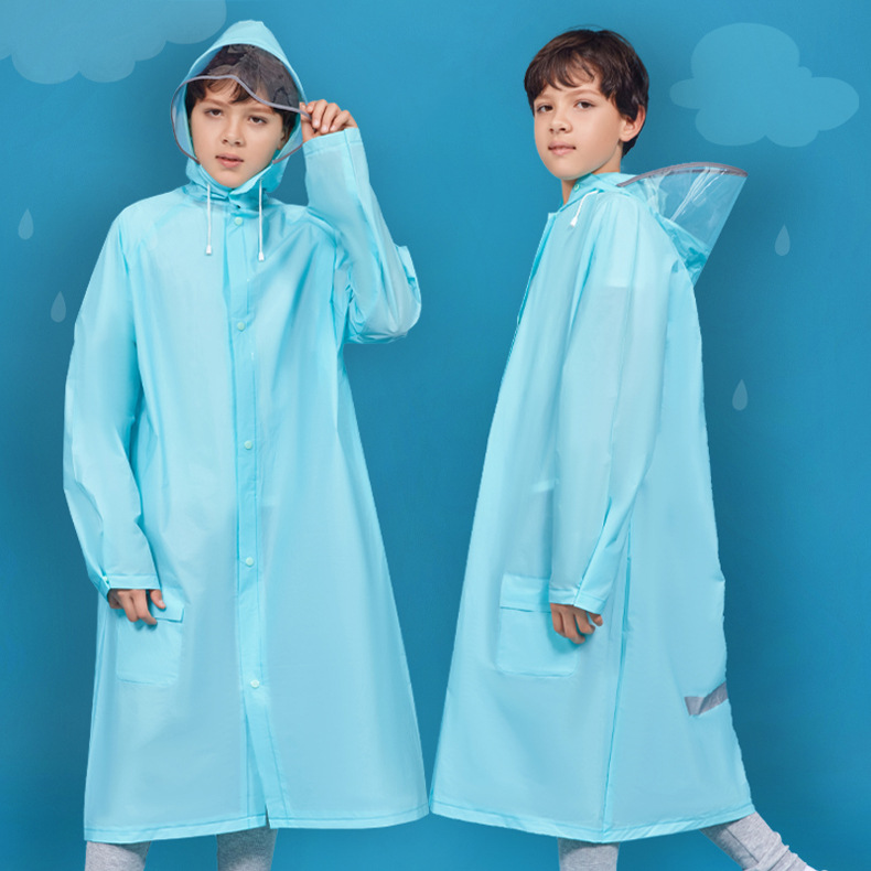 Children's raincoat boys and girls PVC raincoat poncho large visor reflective strip spot  students conjoined rain gear