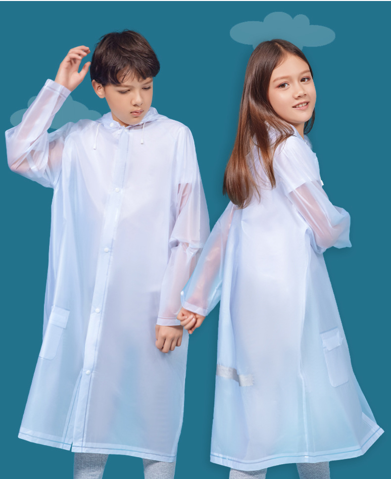 Children's raincoat boys and girls PVC raincoat poncho large visor reflective strip spot  students conjoined rain gear