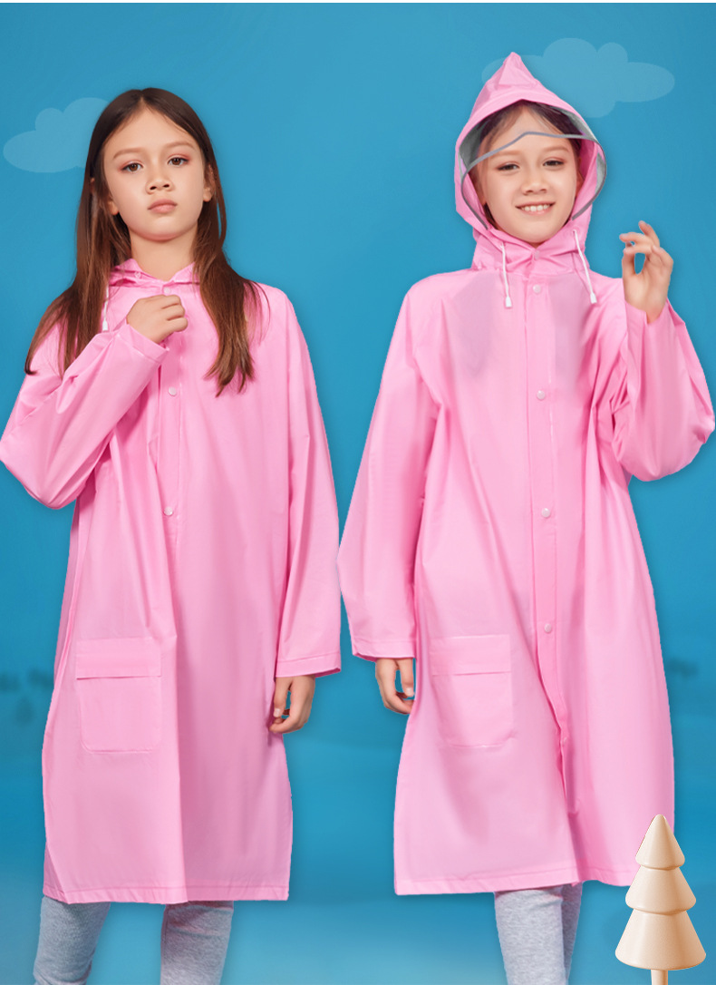 Children's raincoat boys and girls PVC raincoat poncho large visor reflective strip spot  students conjoined rain gear