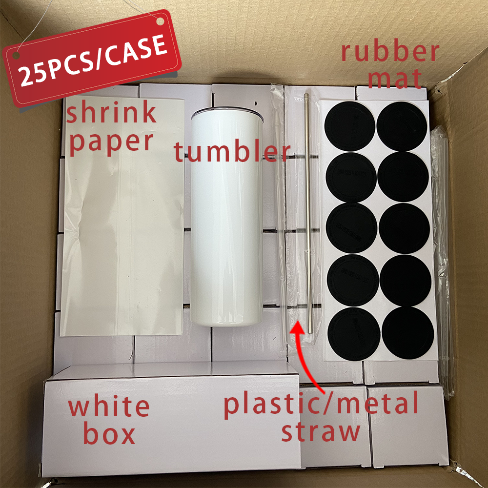 USA 2 Days Delivery 20oz white sublimation blanks stainless steel Water Bottles skinny straight sublimation tumblers wit