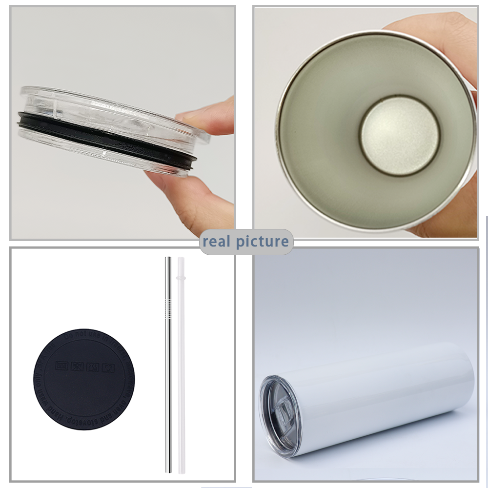 USA 2 Days Delivery 20oz white sublimation blanks stainless steel Water Bottles skinny straight sublimation tumblers wit