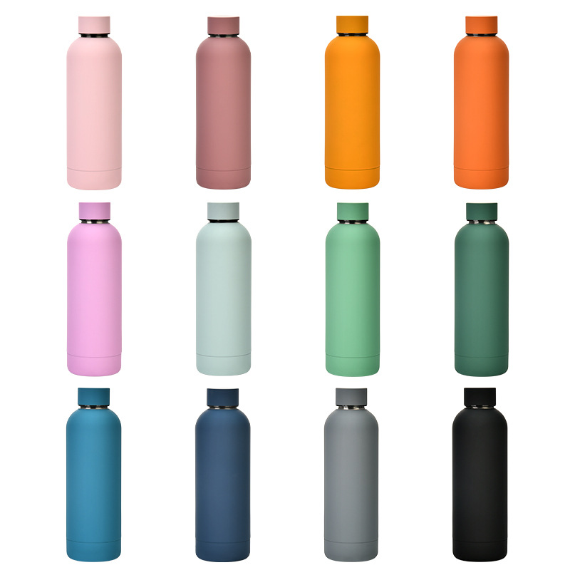   500ml Vacuum Insulation 18/8 Double Wall Stainless Steel Flask Sports Thermo Matte Water Bottle With No Leak
