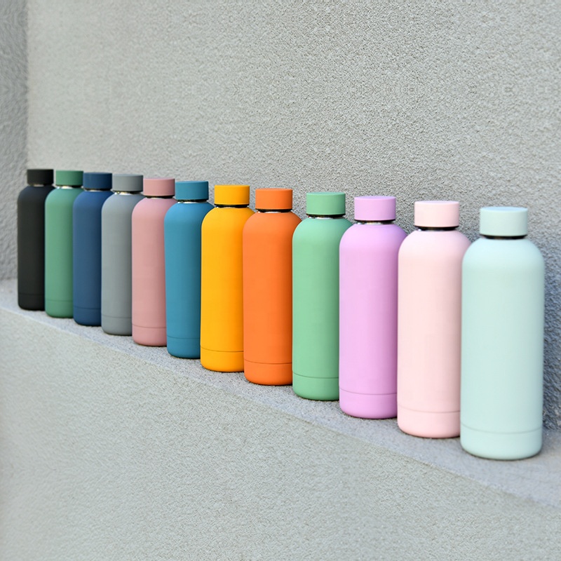   500ml Vacuum Insulation 18/8 Double Wall Stainless Steel Flask Sports Thermo Matte Water Bottle With No Leak