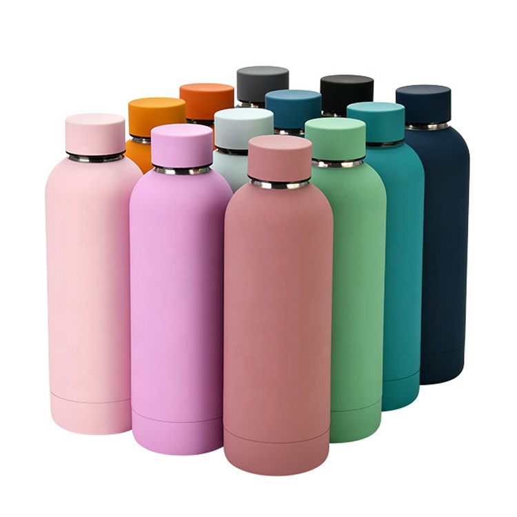   500ml Vacuum Insulation 18/8 Double Wall Stainless Steel Flask Sports Thermo Matte Water Bottle With No Leak
