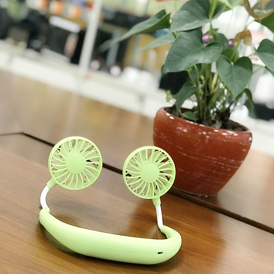 cheap  hands-free wear necklace fan double shoulder fan neck fan