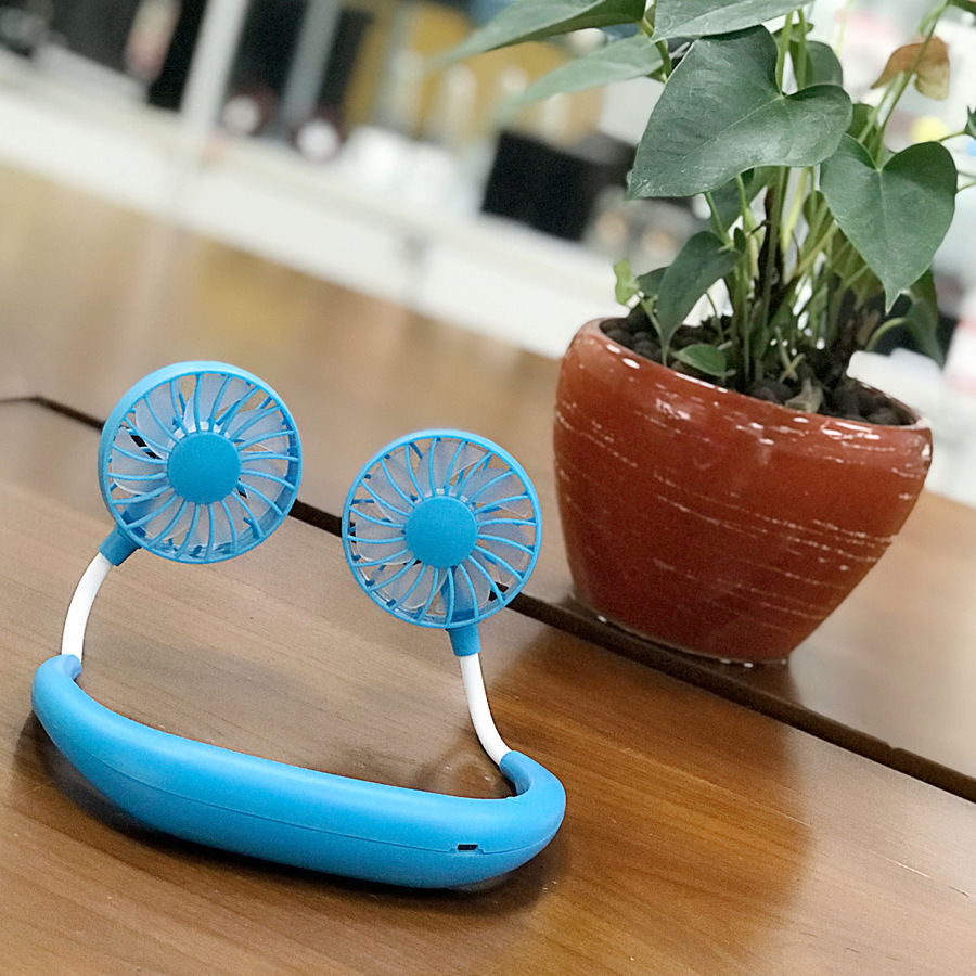 cheap  hands-free wear necklace fan double shoulder fan neck fan