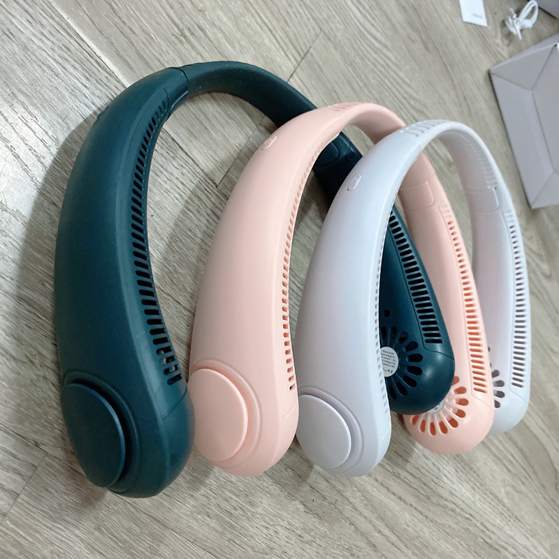 Neck fan portable outdoor sports fan USB rechargeable lazy mini leafless hands-free air-cooled ceiling fan