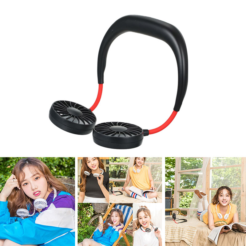 Foldable Neckband Mini Neck Fan USB Cooling LED Neck Fan for Camping Sport Tourism Best Gift Kids Summer Cooler Novelty 