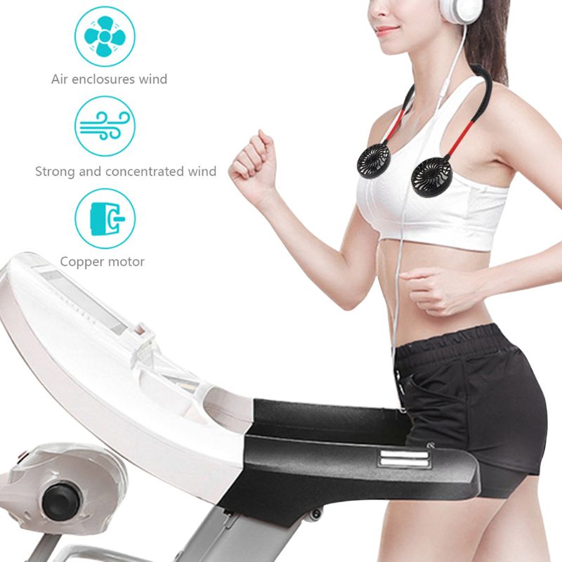 Foldable Neckband Mini Neck Fan USB Cooling LED Neck Fan for Camping Sport Tourism Best Gift Kids Summer Cooler Novelty 