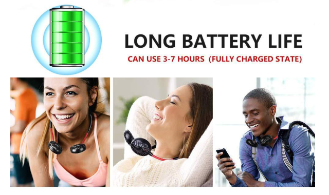 Mini Portable USB Rechargeable 18650 Battery 360 Degree Rotation 3 Speed Adjustable Hand-Free Neck Fan