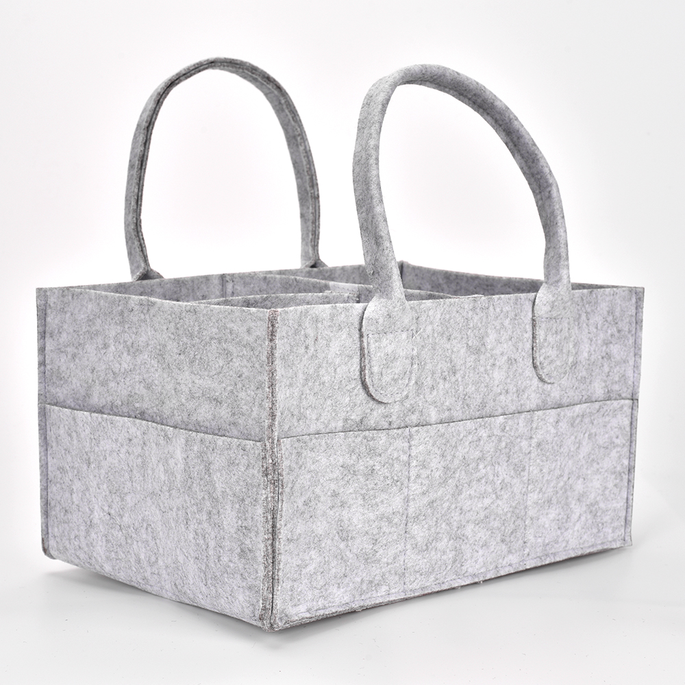  Soft Large Portable Detachable Gray Felt Baby Diaper Caddy Bag