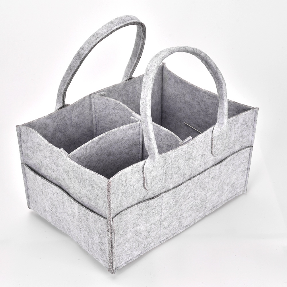  Soft Large Portable Detachable Gray Felt Baby Diaper Caddy Bag