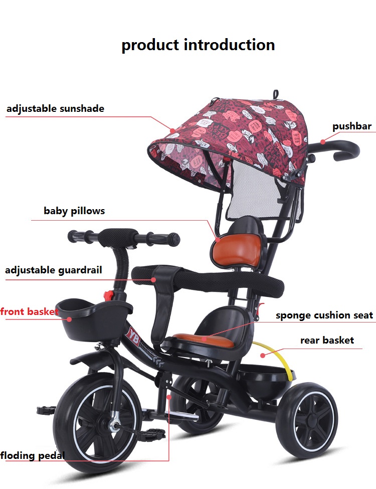  cheap price Stroller/4 in 1 push tricycle kids bike tricycle/children trikes/Triciclo per bambini