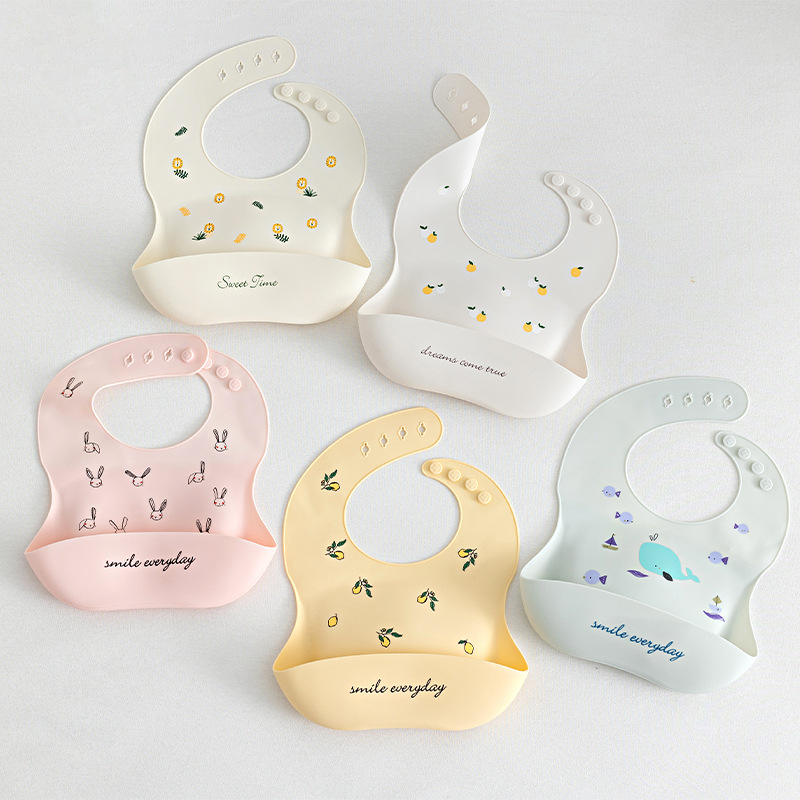 Silicone Baby Bib Saliva Pocket Washable Silicone Waterproof Bib Silicone Baby Bib Set