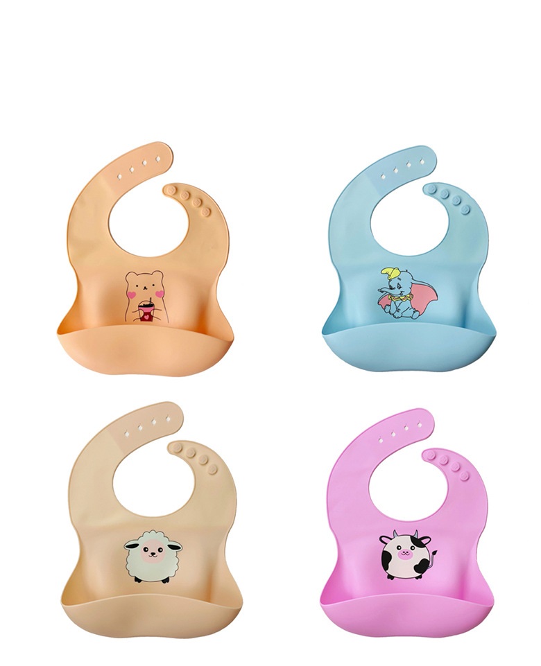 Silicone Baby Bib Saliva Pocket Washable Silicone Waterproof Bib Silicone Baby Bib Set