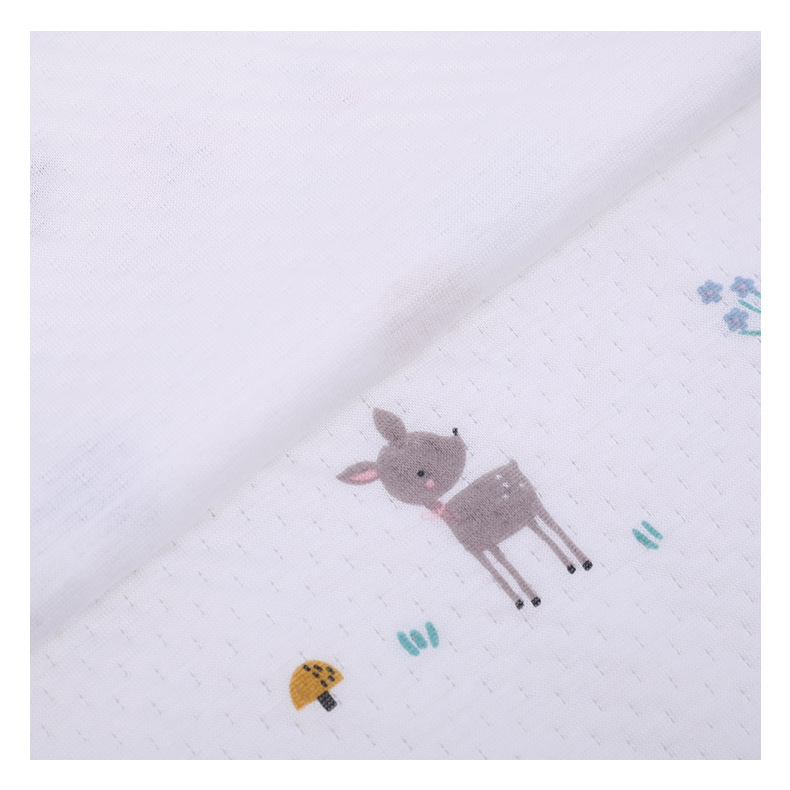 In stock bamboo fiber cartoon printing air layer knitted bamboo fiber fabric for baby quilt underwear
