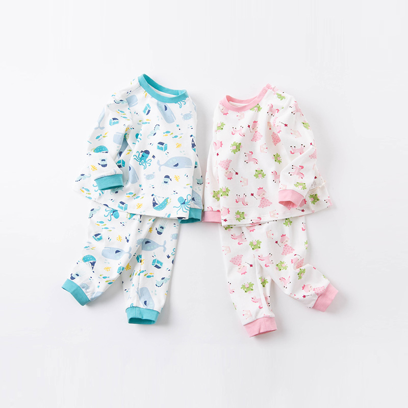 DB16086 dave bella children  underwear set pure cotton boys and girls autumn clothes long trousers baby home service